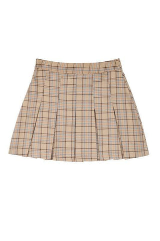 LILOU Plaid Pleated Mini Skirt