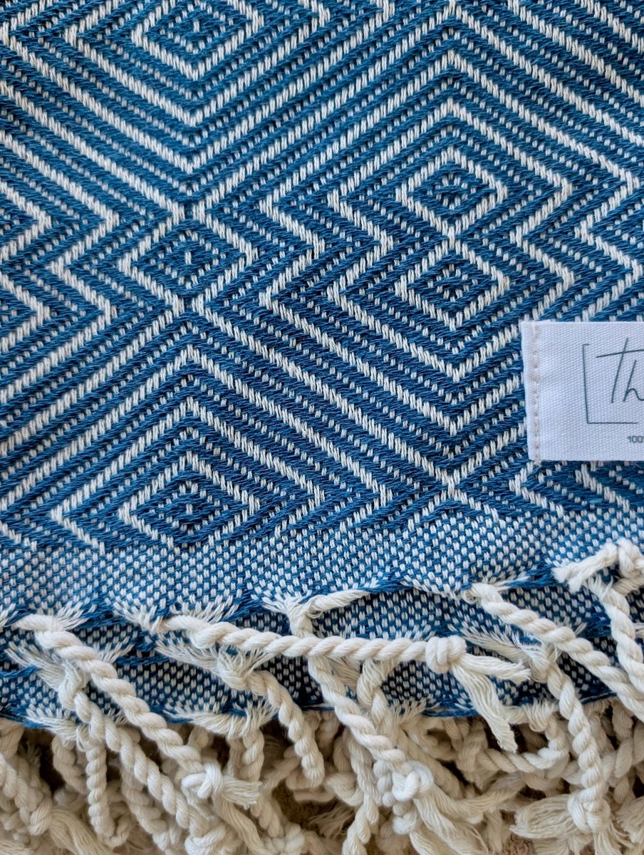 Echo Towel Collection - Turkish Beach Towel in Blue - Towel photo