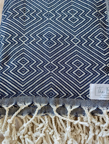 Echo Towel Collection - Turkish Beach Towel in Navy - Towel photo