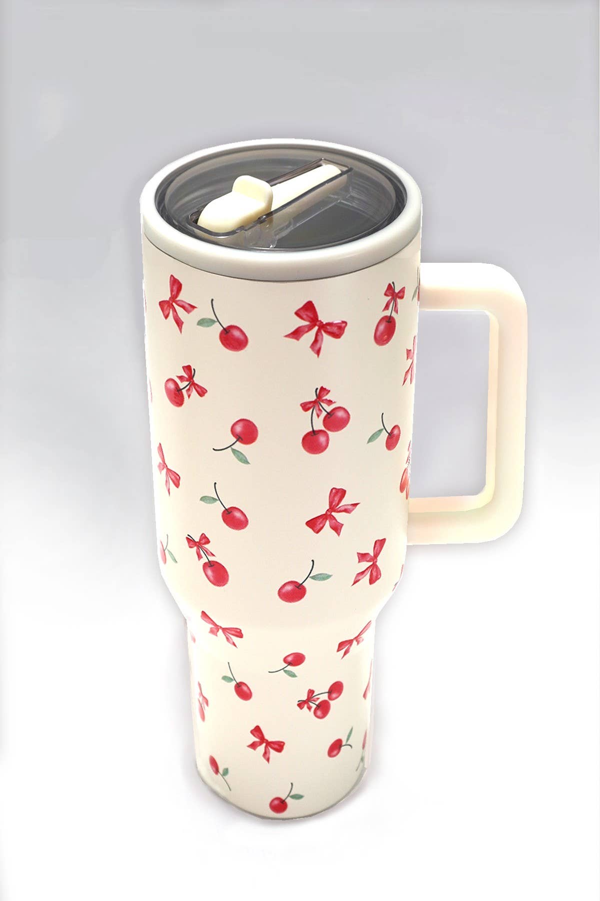 40oz Spill Free Stainless Steel Vacuum Tumbler - CHERRY CREAM | SwagglyLife