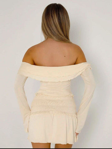 Devine Twisted Ruffled Off-Shoulder Long Sleeve T-Shirt in - tops photo