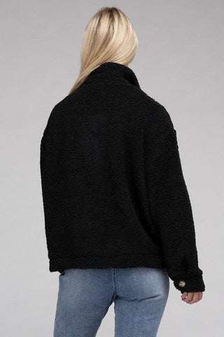 Ellie Cozy Sherpa Button-Front Jacket - SwagglyLife Home & Fashion