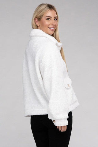 Ellie Cozy Sherpa Button-Front Jacket - SwagglyLife Home & Fashion