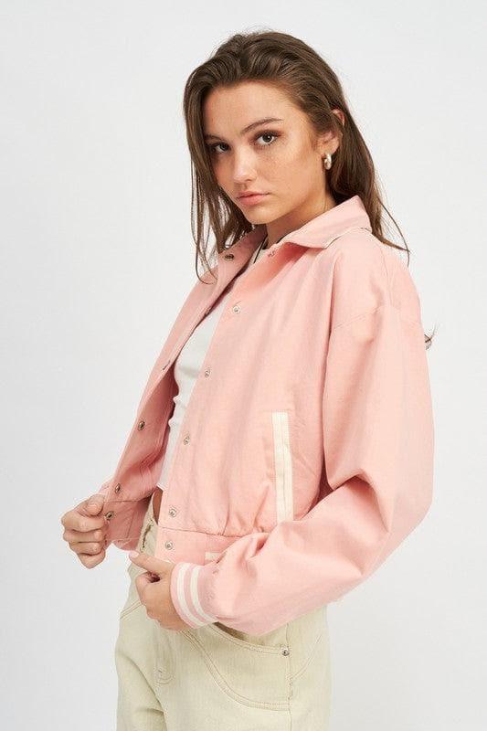 EMORY PARK Collared Bomber Jacket - SwagglyLife Home & Fashion
