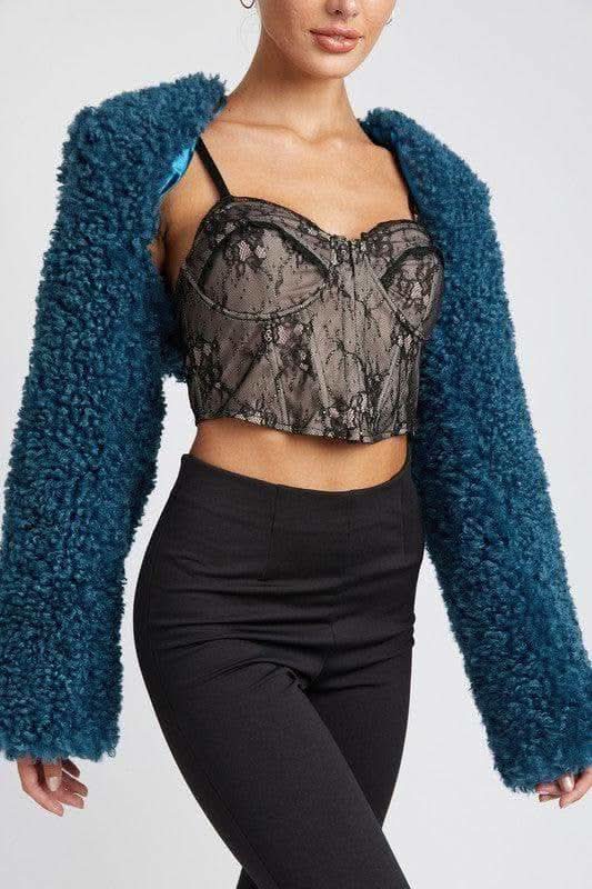 EMORY PARK Faux Fur Bolero - SwagglyLife Home & Fashion