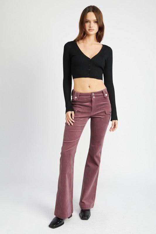 EMORY PARK Helena Low Rise Pants with Bell Bottom, 2 Colors in - Pants photo