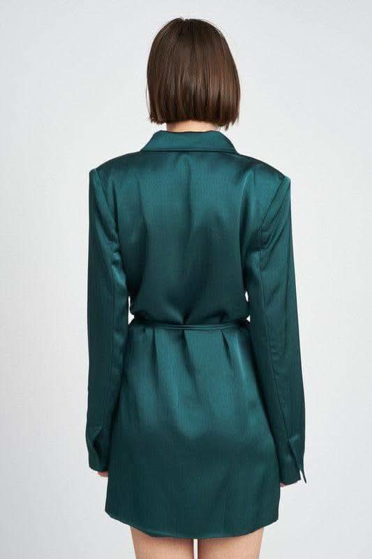 EMORY PARK Ramona Wrapped Blazer Mini Dress with Drawstring - SwagglyLife Home & Fashion