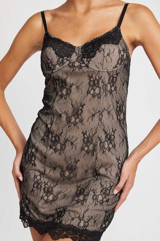 EMORY PARK Spaghetti Strap Mini Lace Dress in - Dresses photo