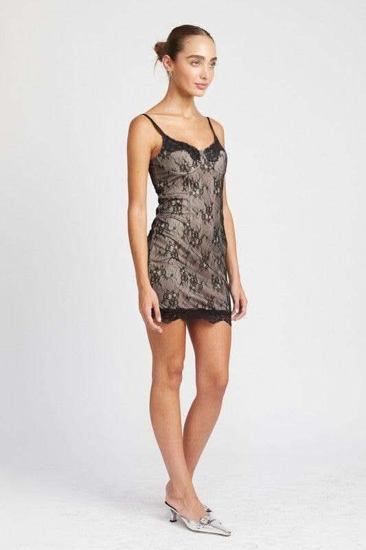 EMORY PARK Spaghetti Strap Mini Lace Dress - SwagglyLife Home & Fashion