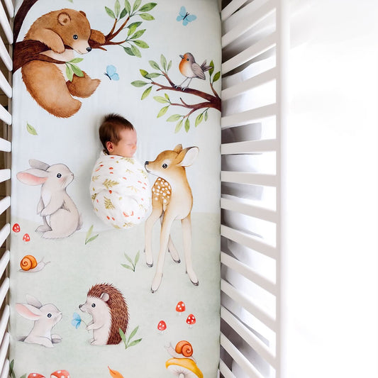 Crib sheet and Swaddle bundle - Enchanted Forest in - Crib Sheet & Swaddle photo