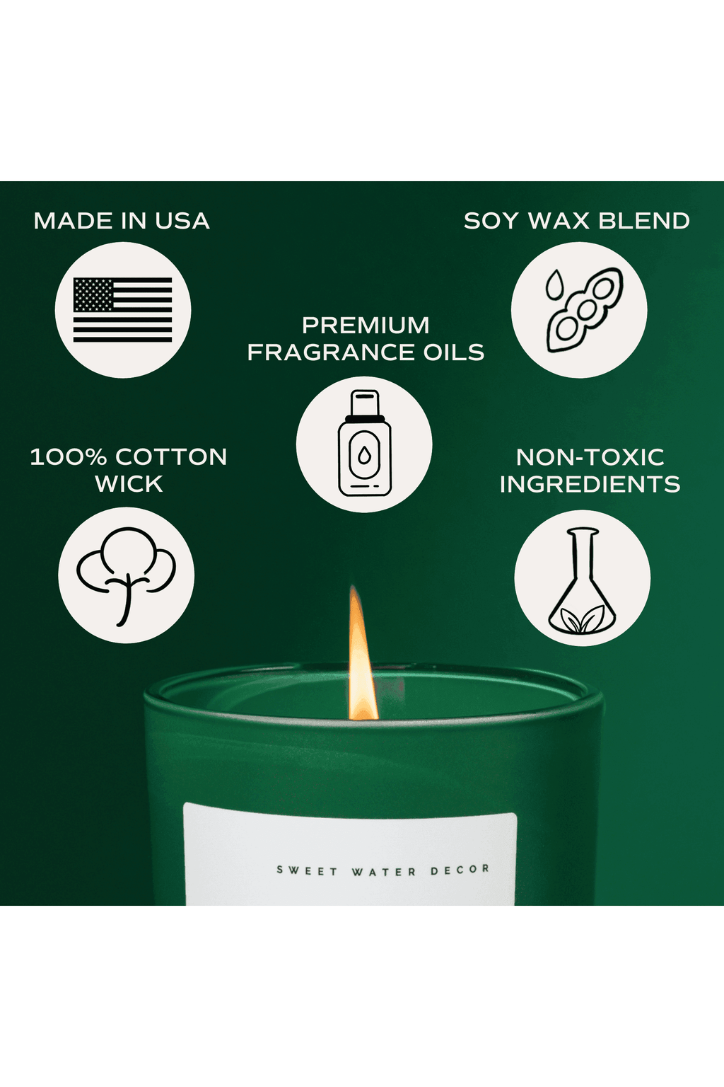 English Meadow Soy Candle - Green Matte Jar - 15 oz (Wildflowers and Salt) - SwagglyLife Home & Fashion