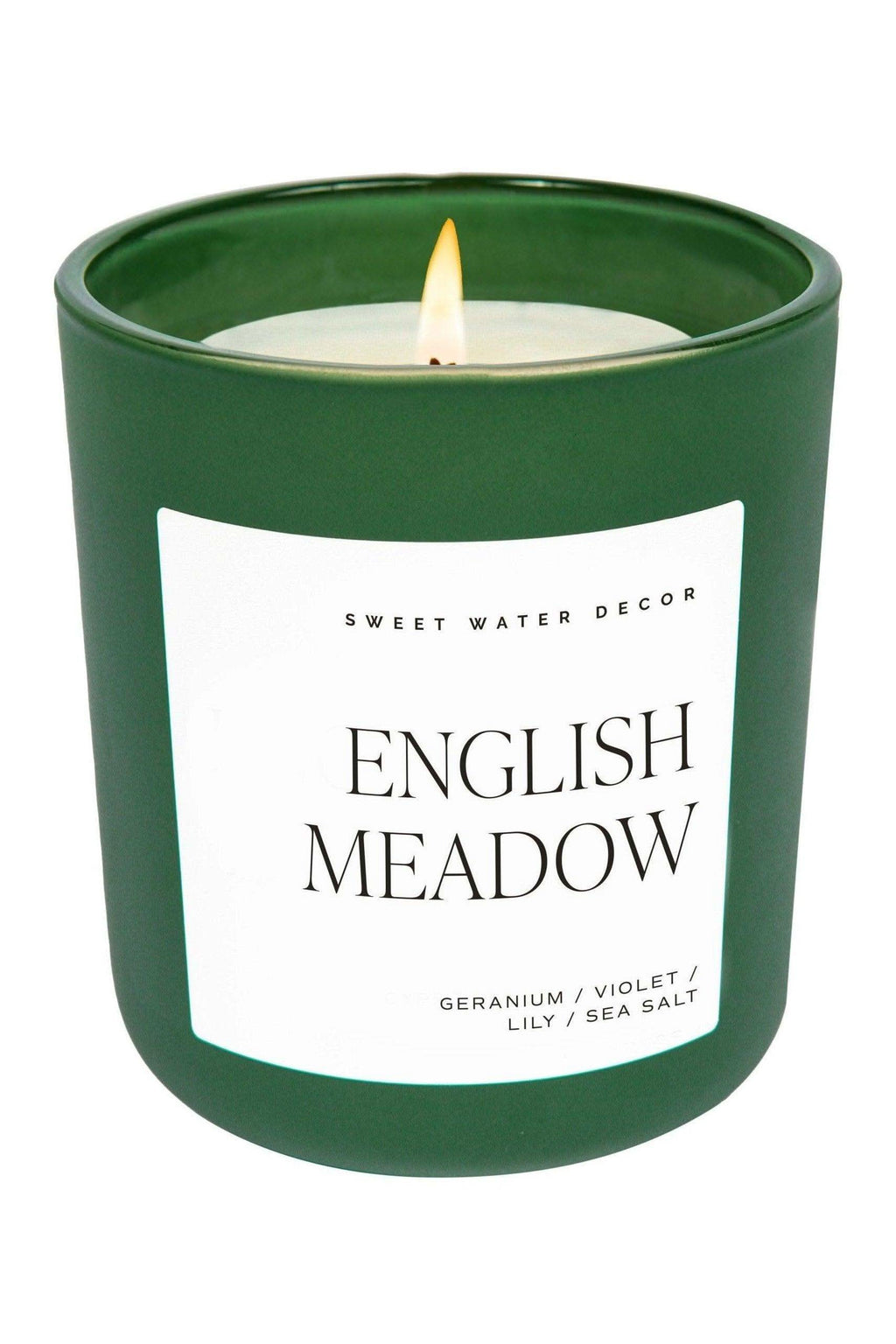 English Meadow Soy Candle - Green Matte Jar - 15 oz (Wildflowers and Salt) - SwagglyLife Home & Fashion