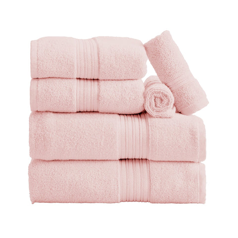 Cotton Terry Bath Towel Set - Cooper Collection in 6 Piece Set Pink - photo