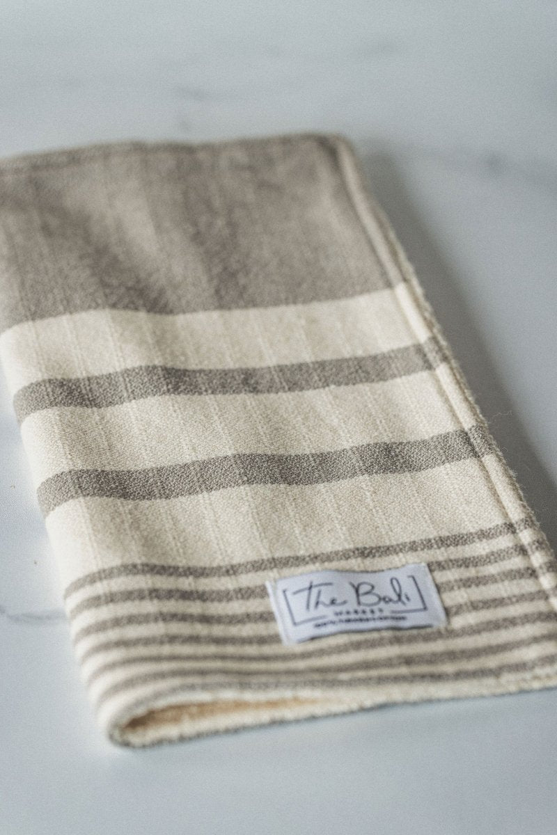 Essential Stripe Washcloth Collection – 12” x 12” Turkish Cotton - Taupe | SwagglyLife