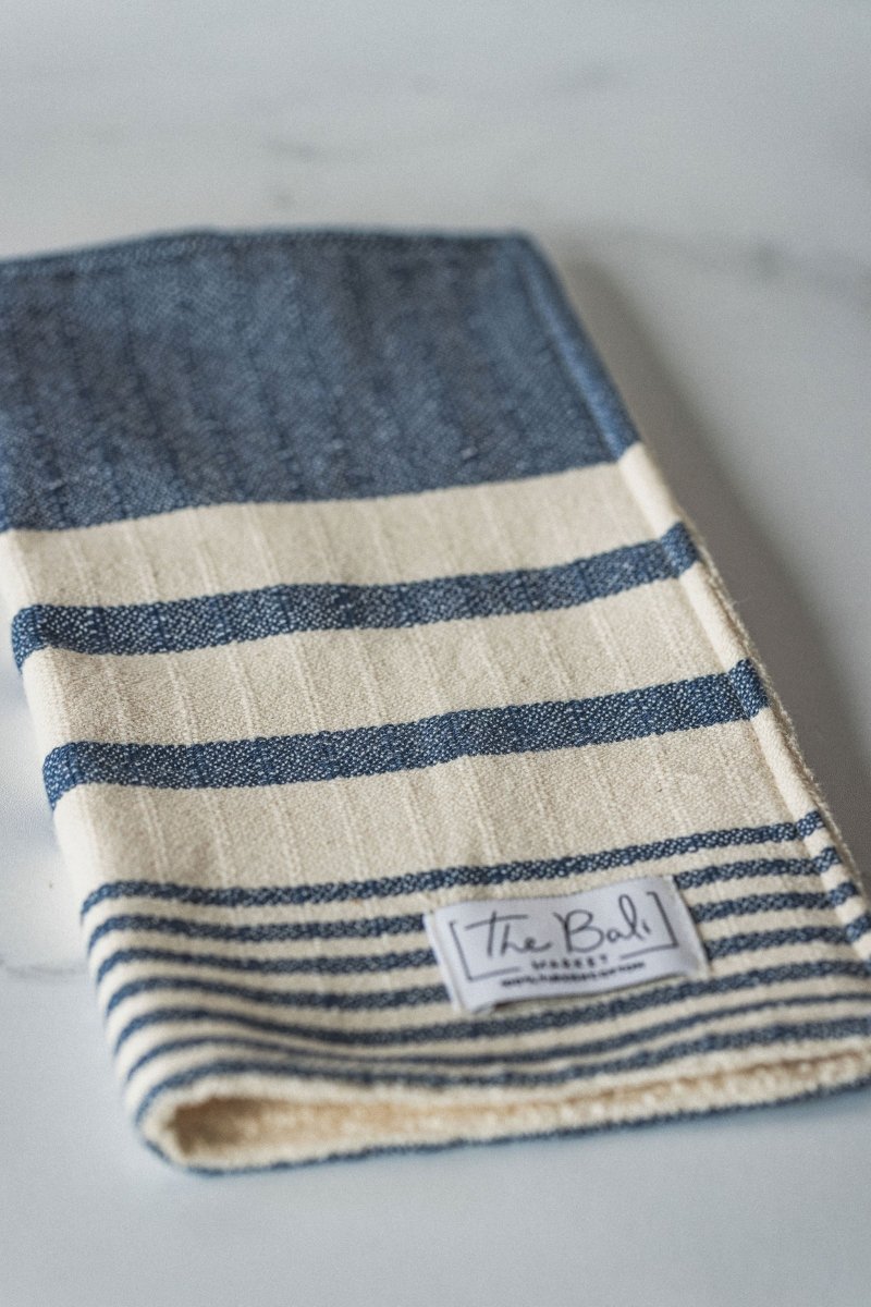 Essential Stripe Washcloth Collection – 12” x 12” Turkish Cotton - Navy | SwagglyLife