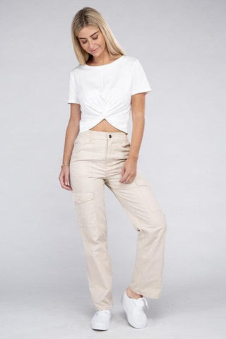 Everyday Wear Elastic-Waist Cargo Pants - SwagglyLife Home & Fashion
