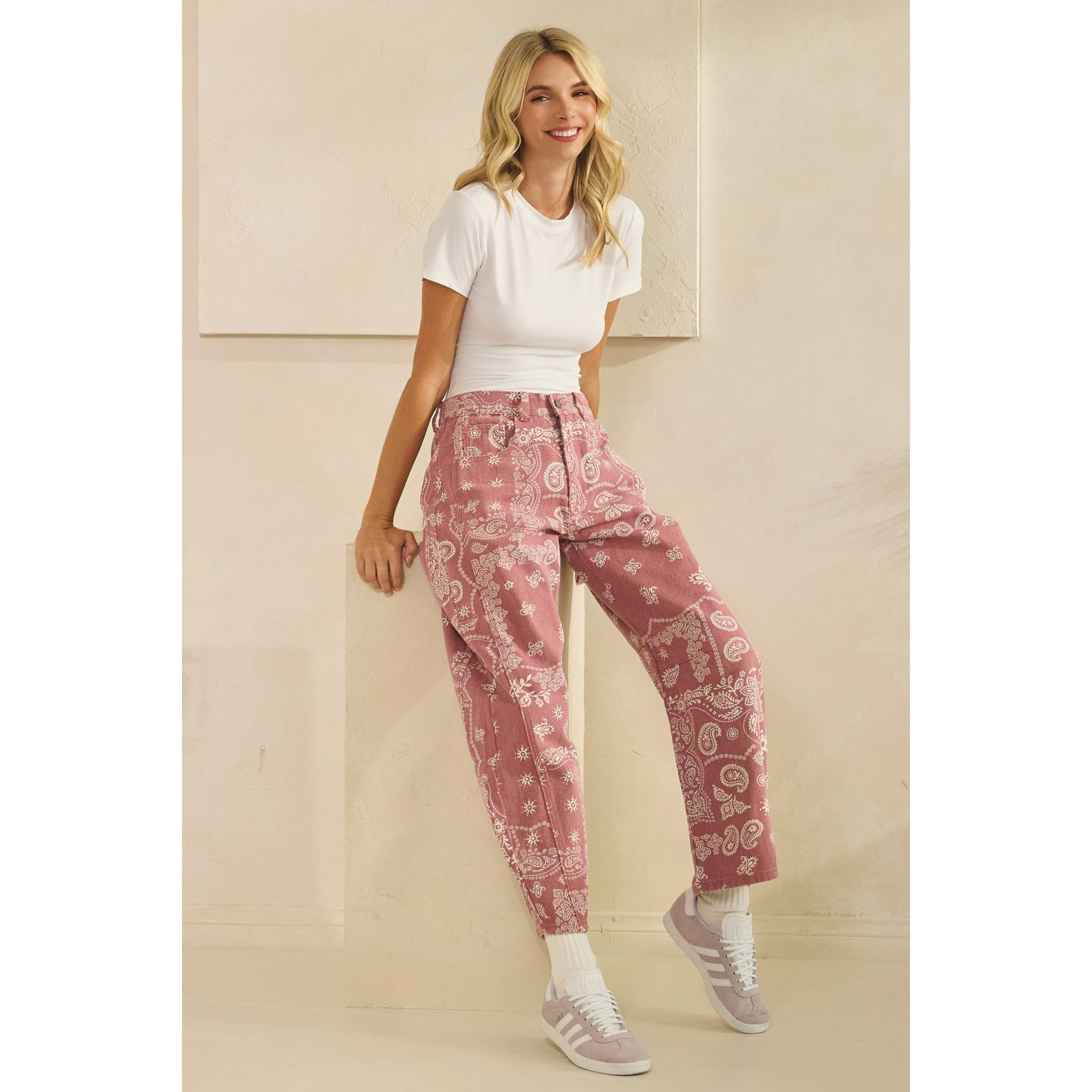 Vintage Pink Paisley Denim in - photo