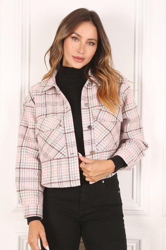 LILOU Plaid Crop Jacket