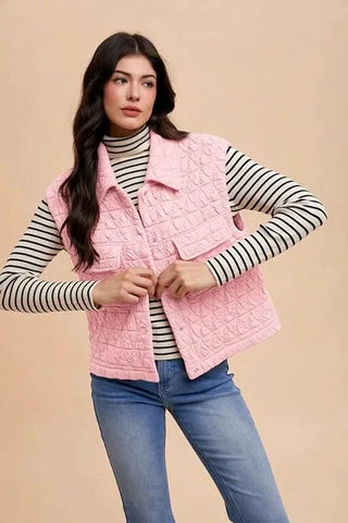 Annie Wear Texture Quilted Snap Down Vest Coat in - photo