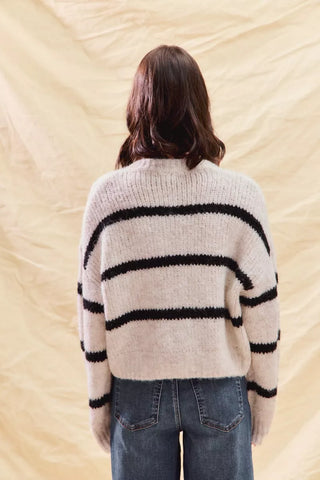 SO ME Stripe Soft Touch Button Cozy Sweater Cardigan in - photo