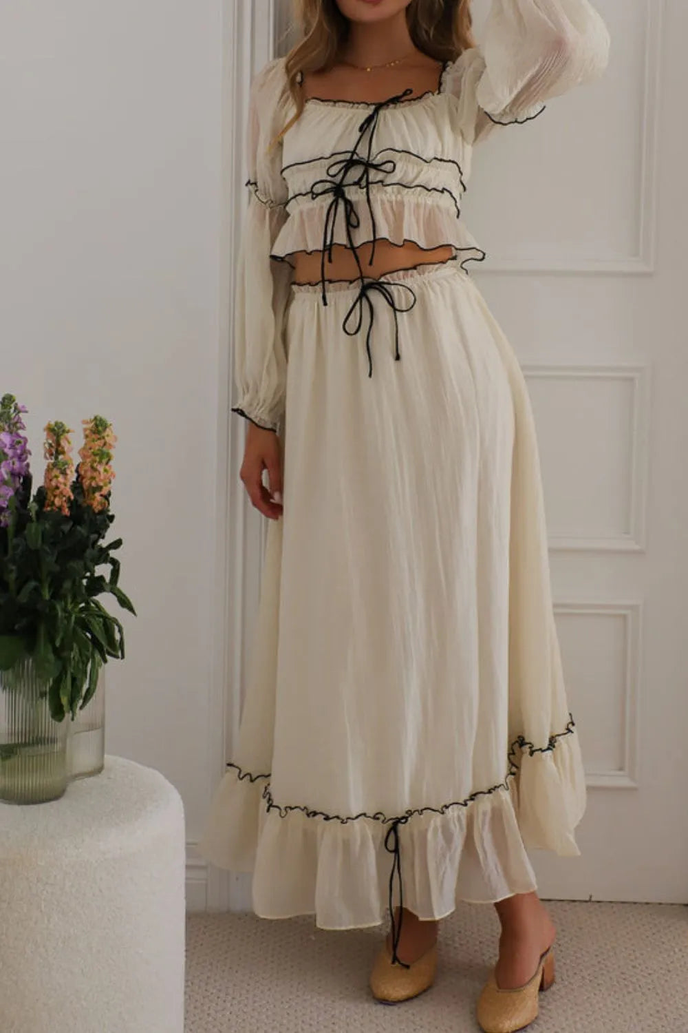 Off-Shoulder Top and Skirt Set in - photo