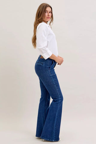 Judy Blue High Waist Flare Jeans with Front Patch Pockets in - photo