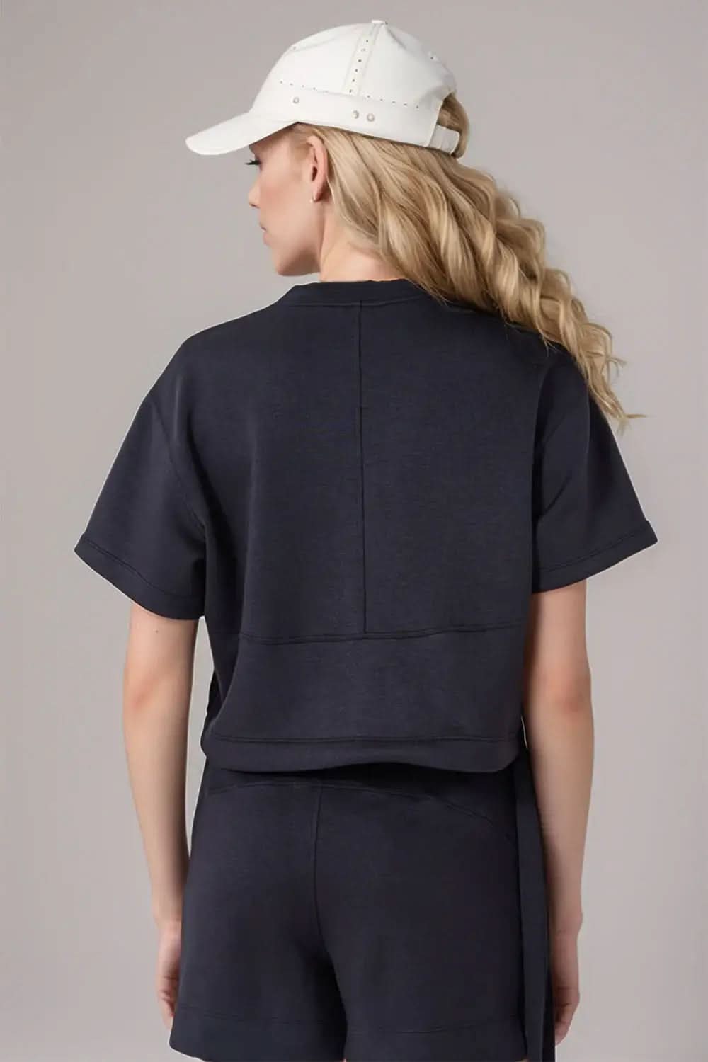 Basic Bae Drawstring Hem Air Scuba Round Neck Short Sleeve T-Shirt - SwagglyLife Home & Fashion