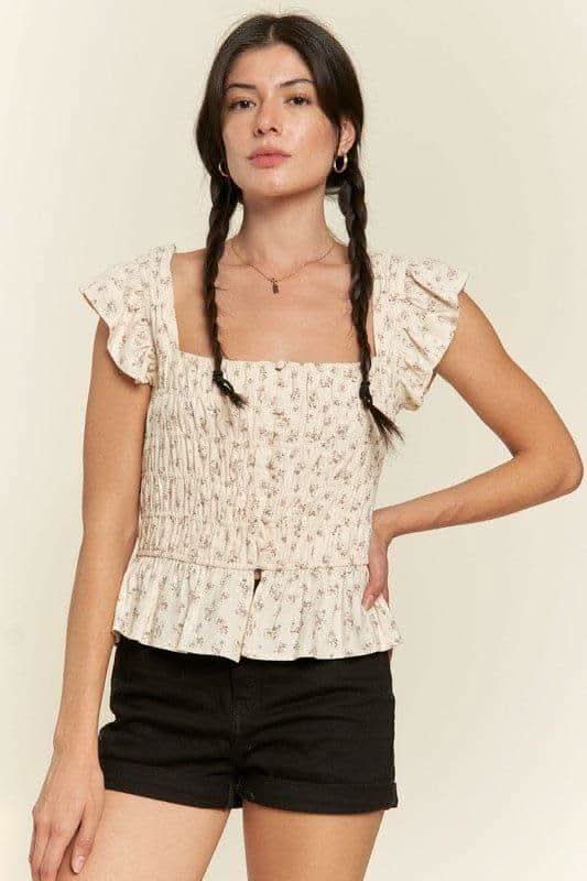 Floral print ruffled top - SwagglyLife Home & Fashion