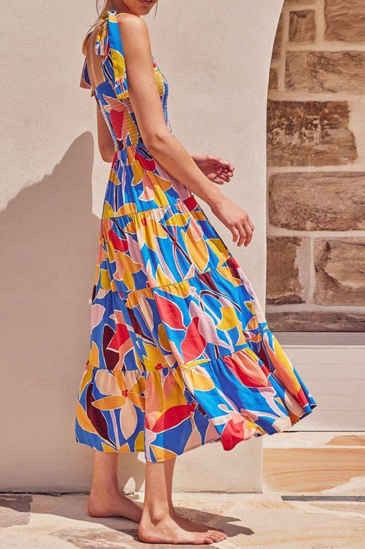 Floral Tie Shoulder Smocked Tiered Dress in - Dresses photo