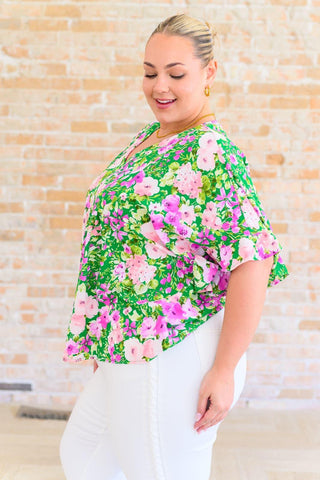 Florence V-Neck Statement Top in Kelly Green - SwagglyLife Home & Fashion