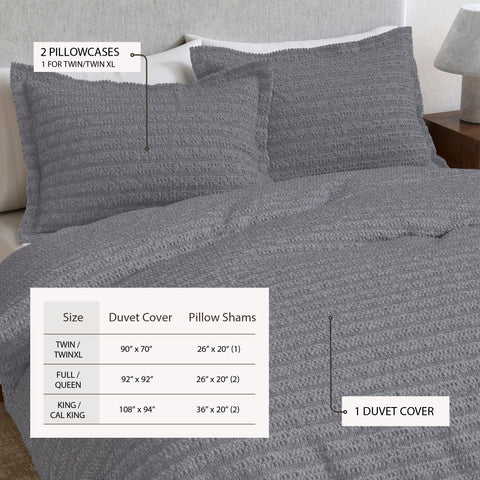 100% Cotton Honeycomb Waffle Duvet Set - Mattea Collection in - Duvet photo