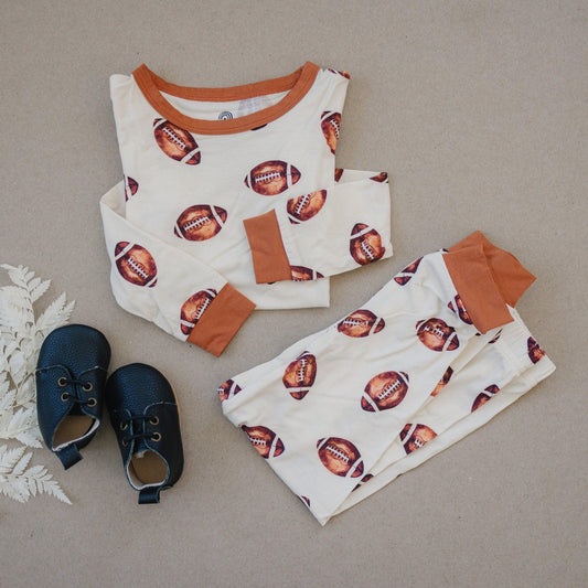 Football Print 2pc Bamboo Pajamas in - photo