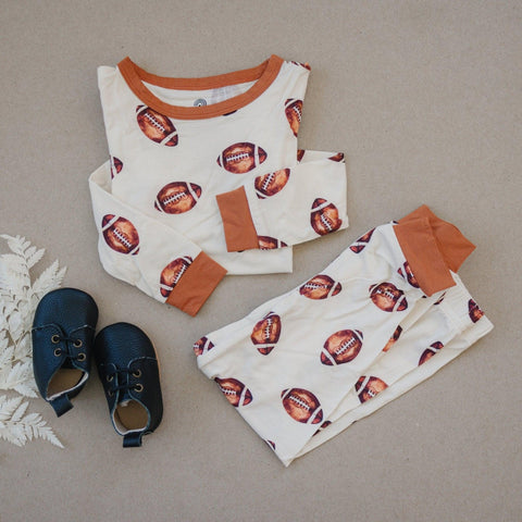 Football Print 2pc Bamboo Pajamas in - photo