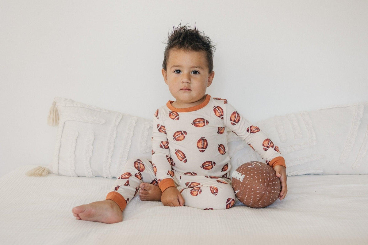 Football Print 2pc Bamboo Pajamas in - photo