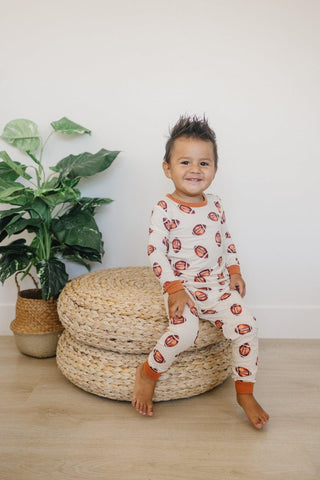 Football Print 2pc Bamboo Pajamas in - photo