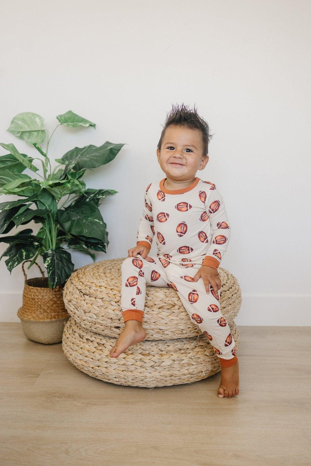 Football Print 2pc Bamboo Pajamas in - photo