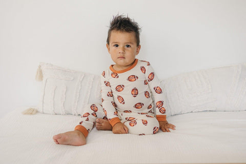 Football Print 2pc Bamboo Pajamas in - photo