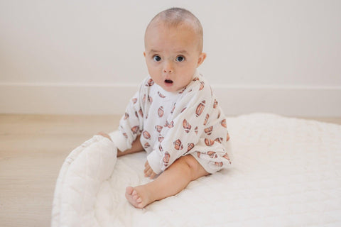Football Print Bamboo Bubble Romper in - photo