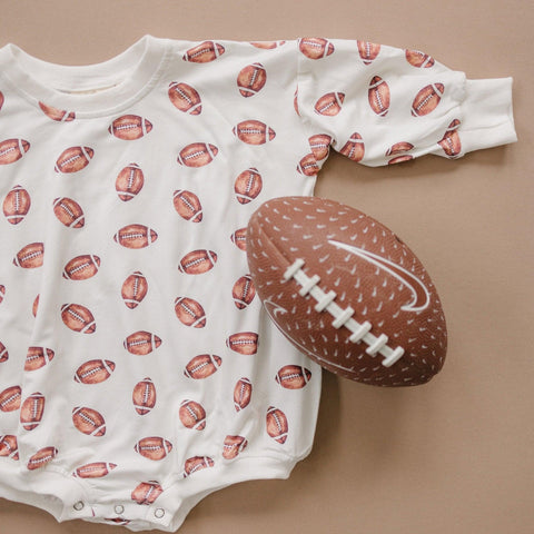 Football Print Bamboo Bubble Romper in - photo