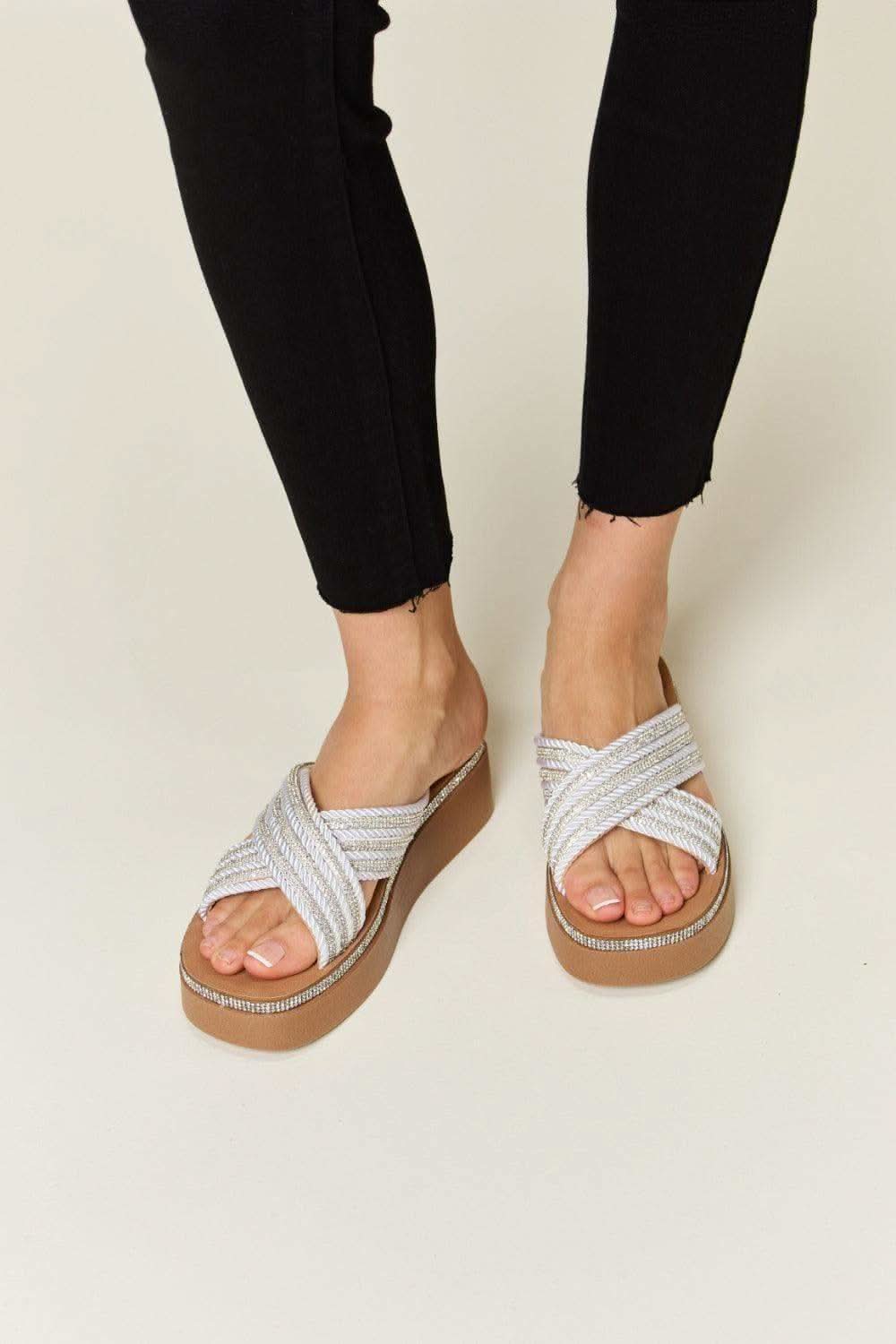 Forever Link Rhinestone Platform Wedge Sandals - SwagglyLife Home & Fashion
