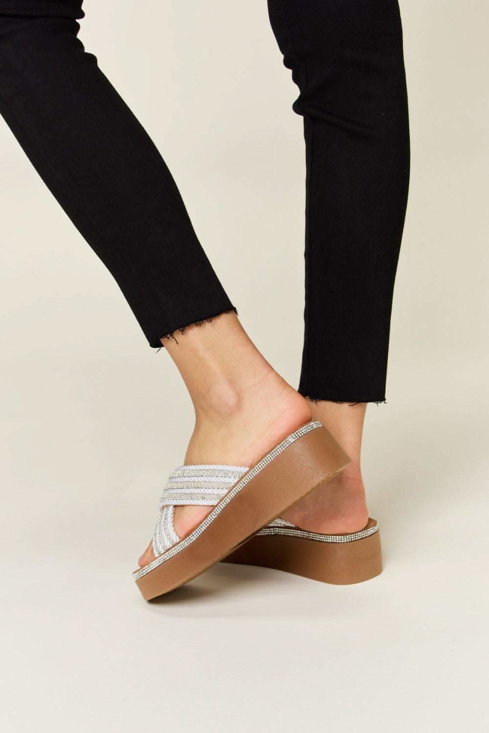 Forever Link Rhinestone Platform Wedge Sandals - SwagglyLife Home & Fashion