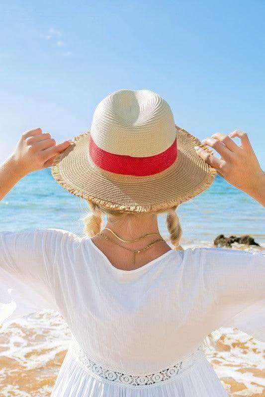 Fray-Edge Color Block Straw Panama Fedora Hat - SwagglyLife Home & Fashion