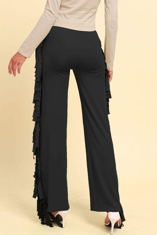 Fringe Trim Wide Leg Pants in - Pants photo