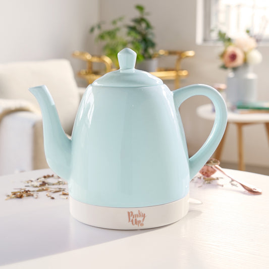 Pinky Up Tea Noelle Ceramic Electric Tea Kettle in Mint in - product_type::kettle photo