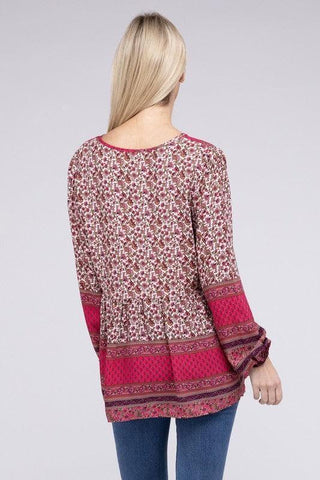 Gabrielle Tie Neck Ruffle Hem Blouse - SwagglyLife Home & Fashion