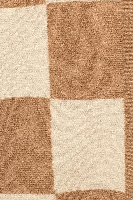 GILLI Checker Graphic Sweater Cardigan - SwagglyLife Home & Fashion