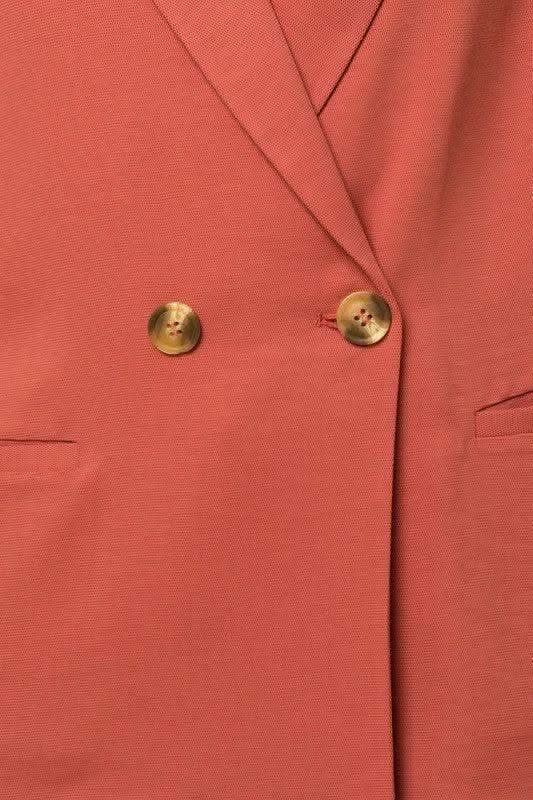 GILLI Double Breasted Blazer, Coral - SwagglyLife Home & Fashion