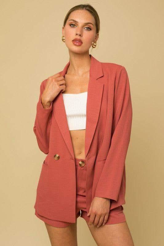 GILLI Double Breasted Blazer, Coral - SwagglyLife Home & Fashion