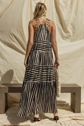 GILLI Sleeveless Stripe Maxi Tiered Dress - SwagglyLife Home & Fashion