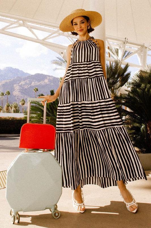 GILLI Sleeveless Stripe Maxi Tiered Dress - SwagglyLife Home & Fashion